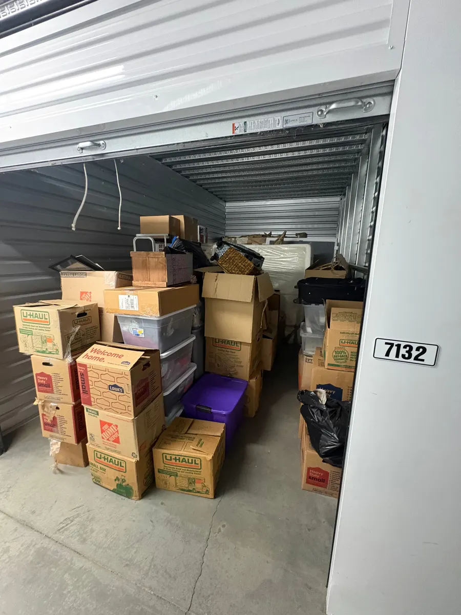 A full storage unit, before and after: before